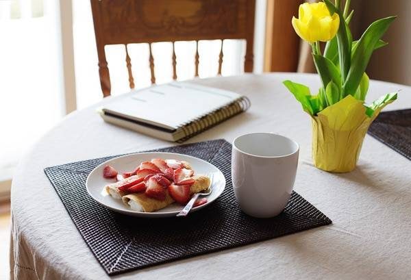 Crepes on a white plate.
