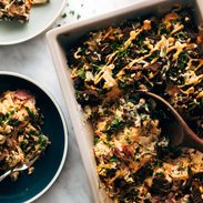Reuben casserole in a pan