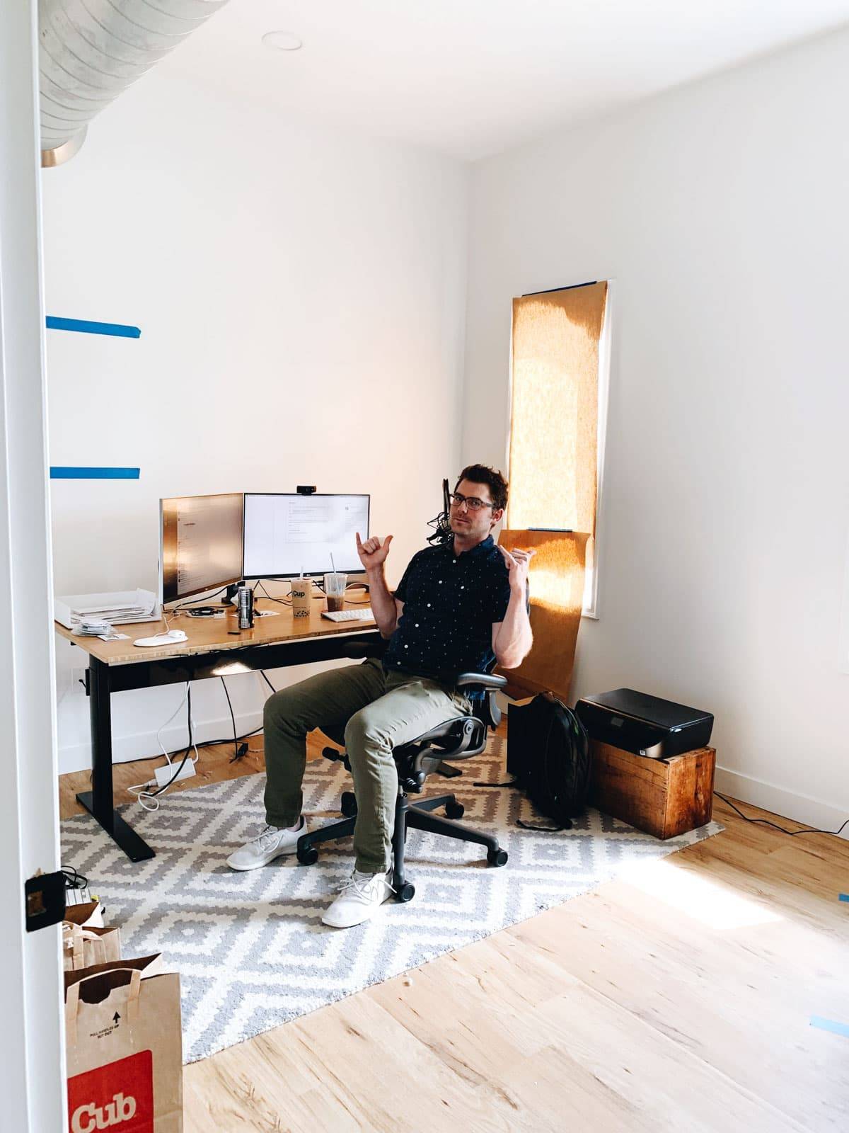 Bjork in his office.