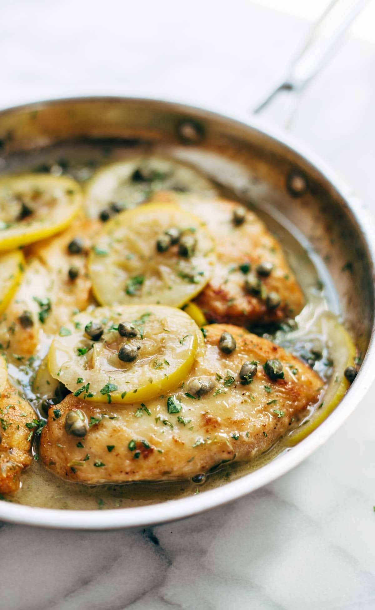Chicken Piccata - you won't believe how easy this recipe is! Perfect with a green salad and grilled bread for soaking up all the extra sauce. | pinchofyum.com Chicken Piccata - you won't believe how easy this recipe is! Perfect with a green salad and grilled bread for soaking up all the extra sauce. | pinchofyum.com