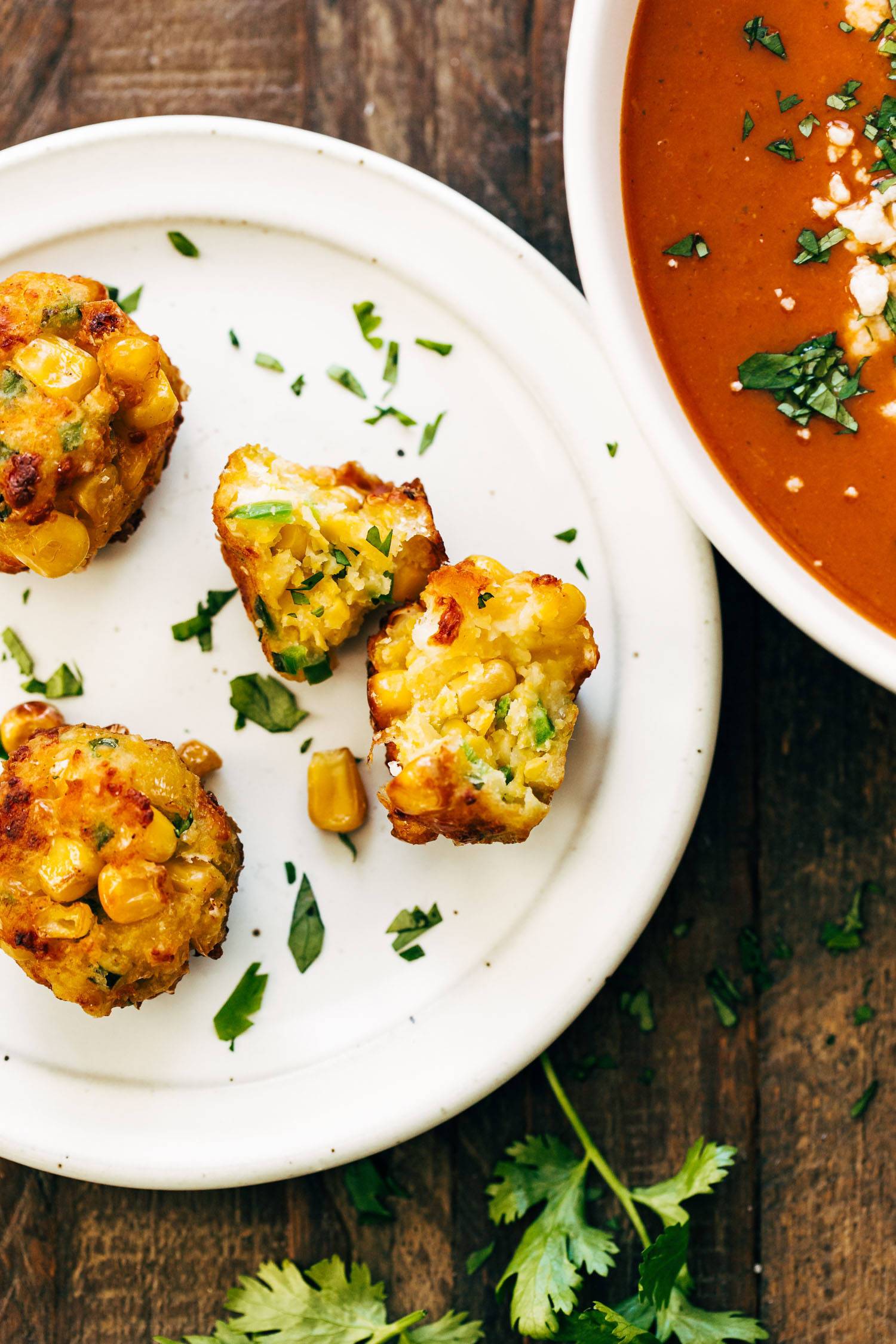 Jalapeno corn fritters on a plate.